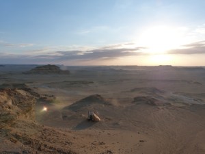 A dawn campsite in the Egyptian desert